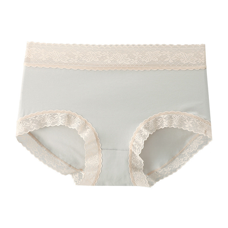 2PCS 60S Cotton Lace Breathable Comfort Mid-Waist Brief