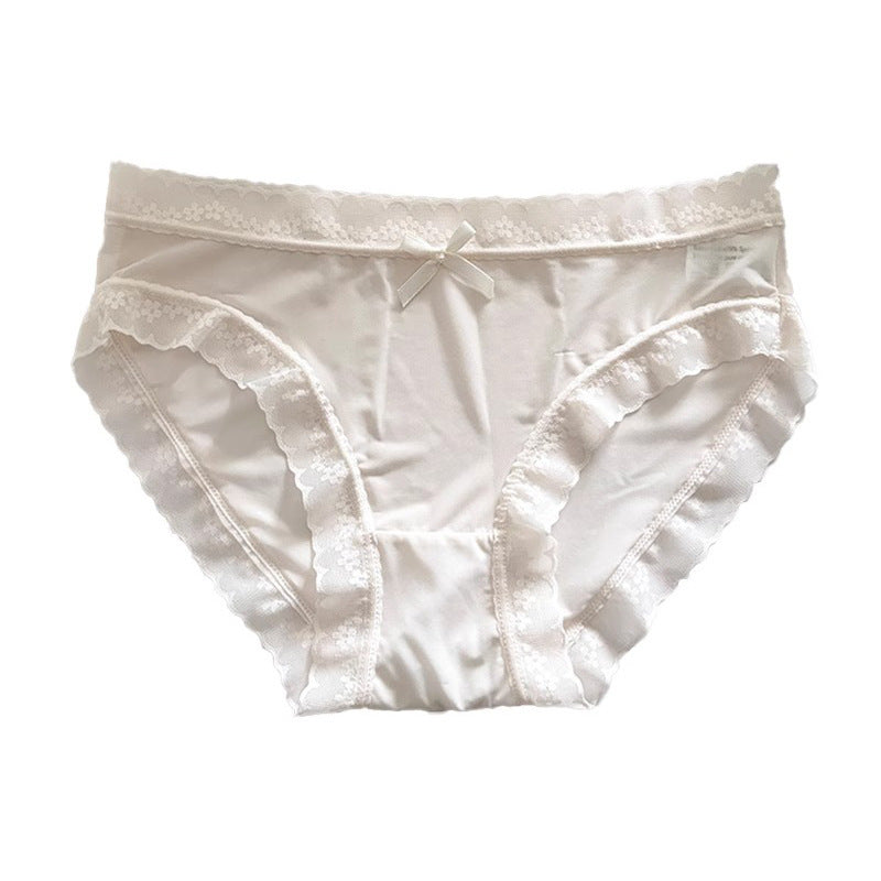 3PCS Spring and Summer Quick-Drying Lace Mid-Waist Brief