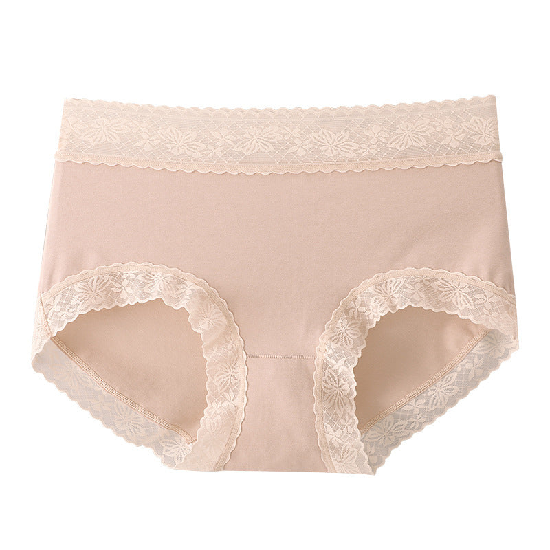 2PCS 60S Cotton Lace Breathable Comfort Mid-Waist Brief