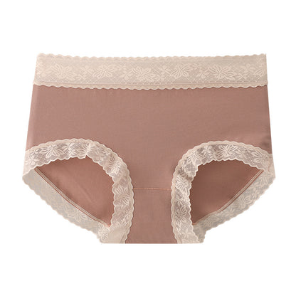 2PCS 60S Cotton Lace Breathable Comfort Mid-Waist Brief