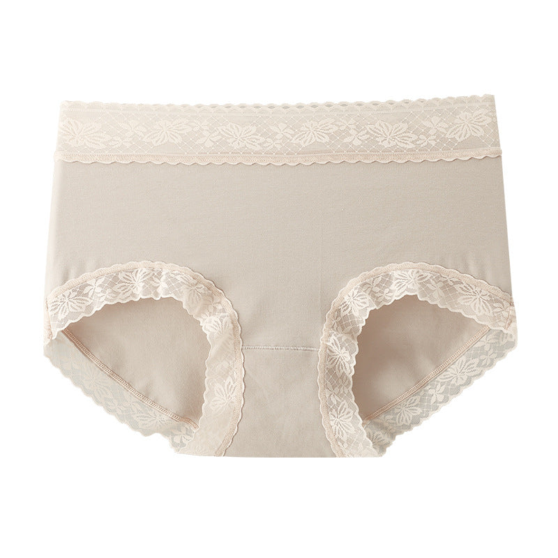 2PCS 60S Cotton Lace Breathable Comfort Mid-Waist Brief