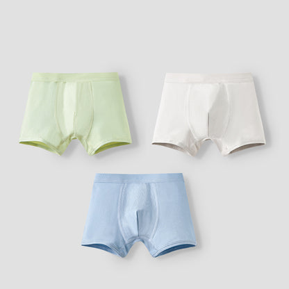 Cotton Kids Solid Color Boxer Briefs 3 Pack